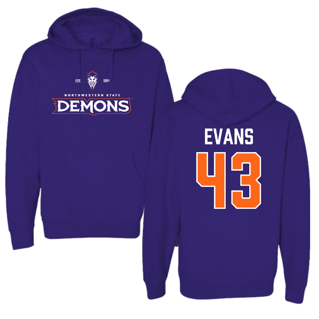 Northwestern State University Football Purple General Hoodie - #43 Cooper Evans