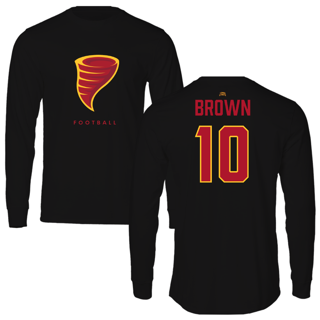 Iowa State University Football Black Performance Long Sleeve - #10 Carson Brown
