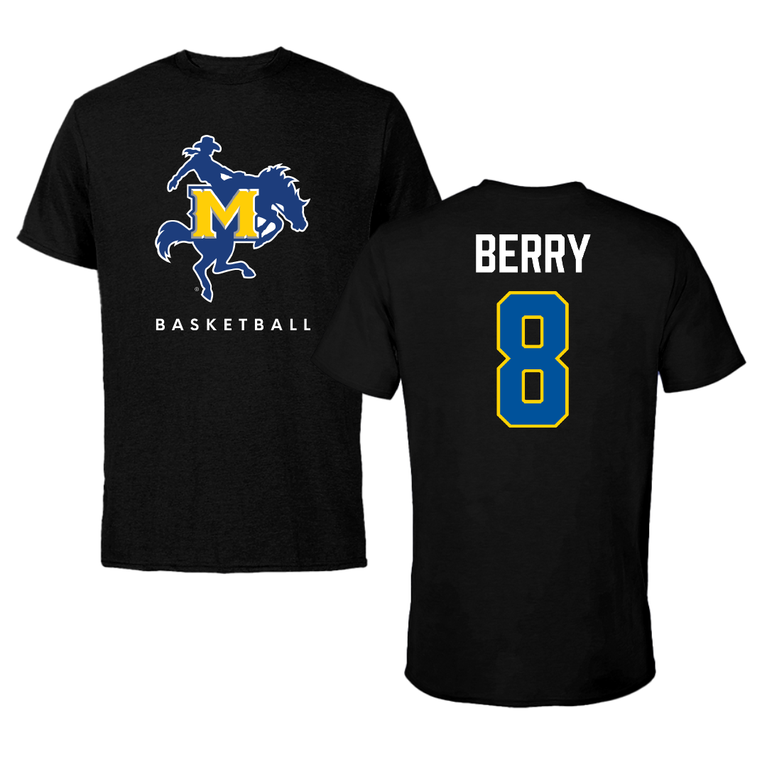 McNeese State University Basketball Black Tee - #8 Avari Berry