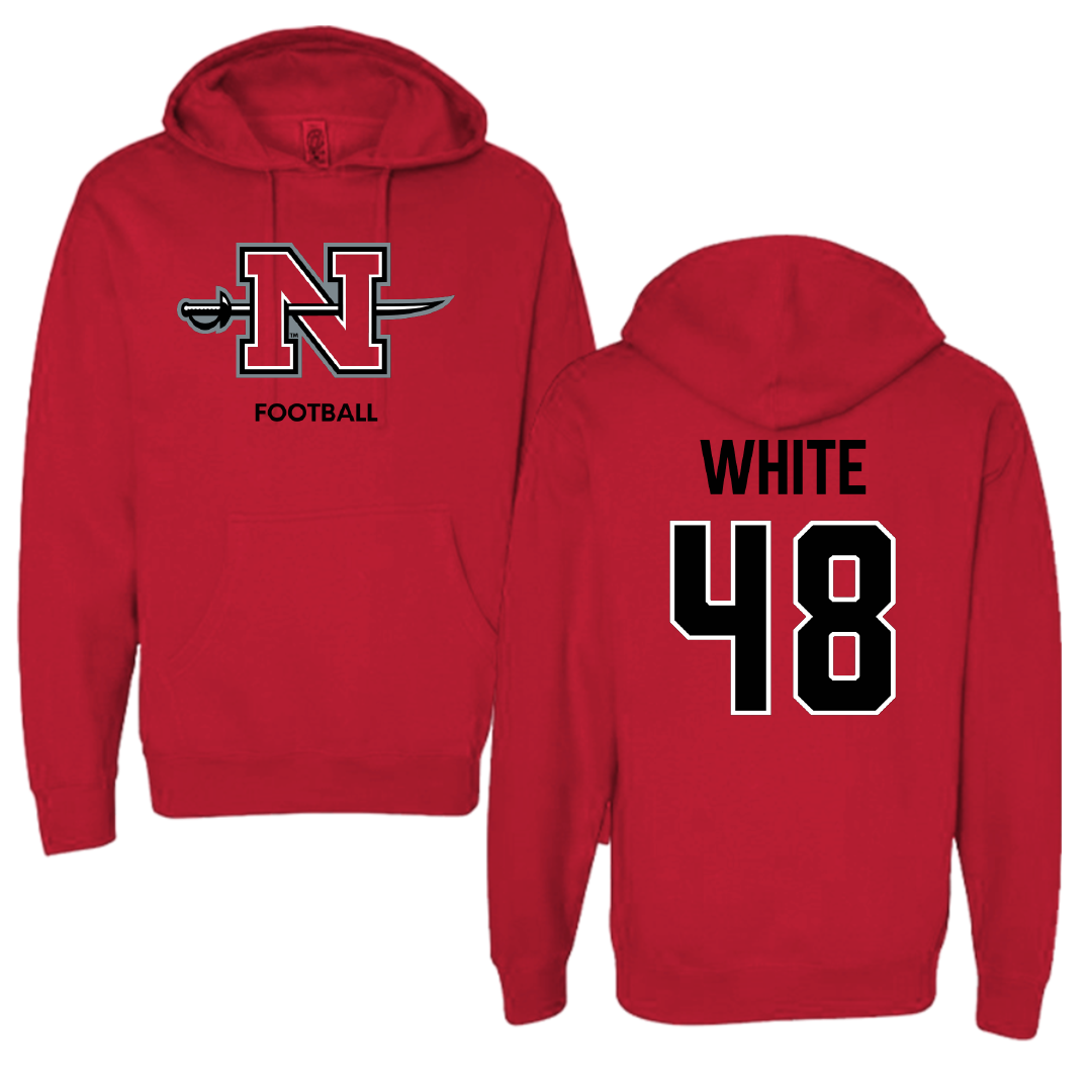 Nicholls State University Football Red Hoodie - #48 Scott White