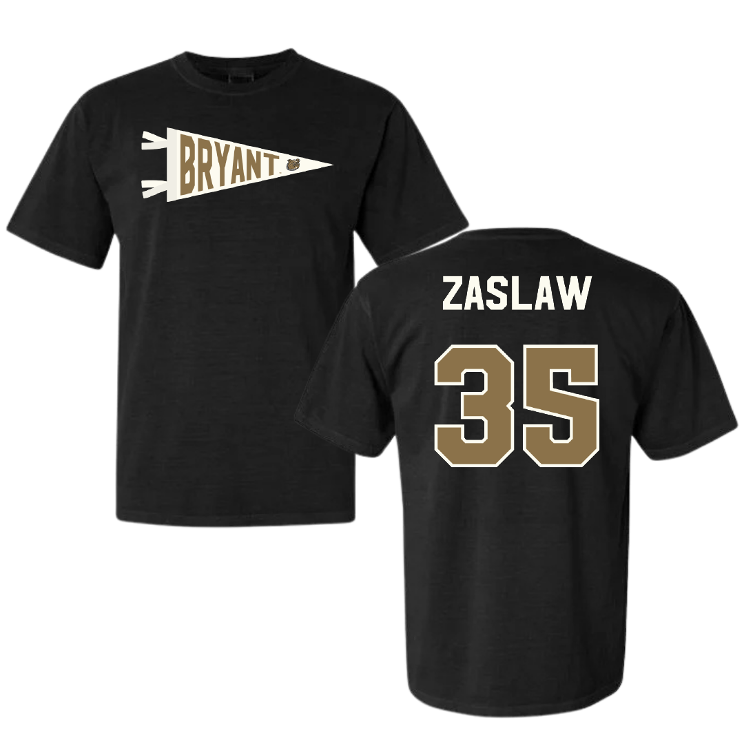 Bryant University Baseball Black Pennant Comfort Colors Tee - #35 Sean Zaslaw