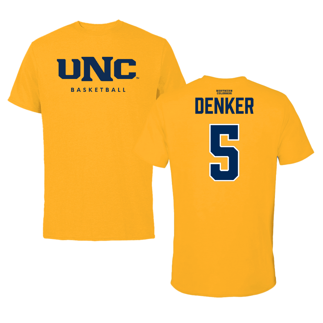 University of Northern Colorado Basketball Gold Tee - #5 Quinn Denker