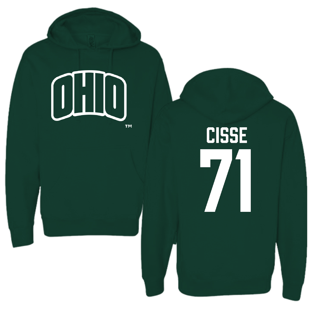 Ohio University Football Forest Green Hoodie - #71 Tigana Cisse