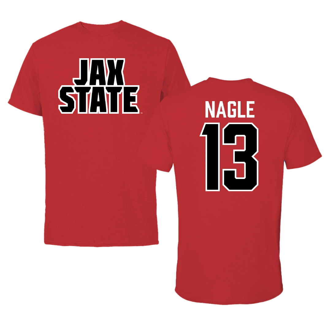 Jacksonville State University Soccer Red Performance Tee - #13 Tia Nagle
