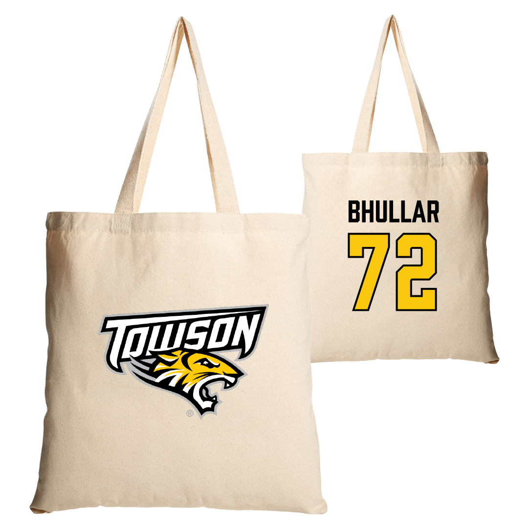 Towson University Football Tan Canvas Tote Bag - #72 Sahil Bhullar