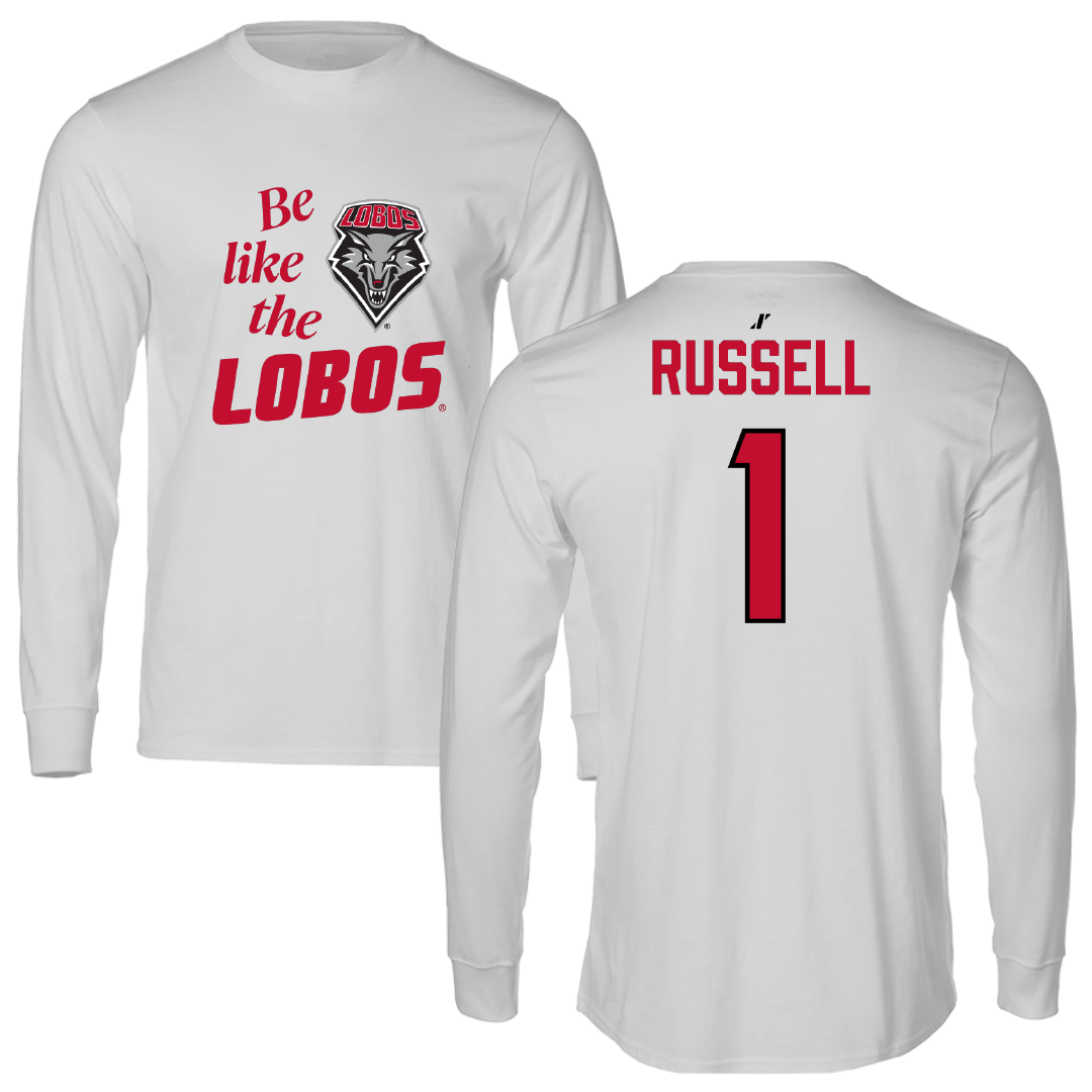 University of New Mexico Baseball Light Gray Be Like Us Performance Long Sleeve - #1 Tristan Russell