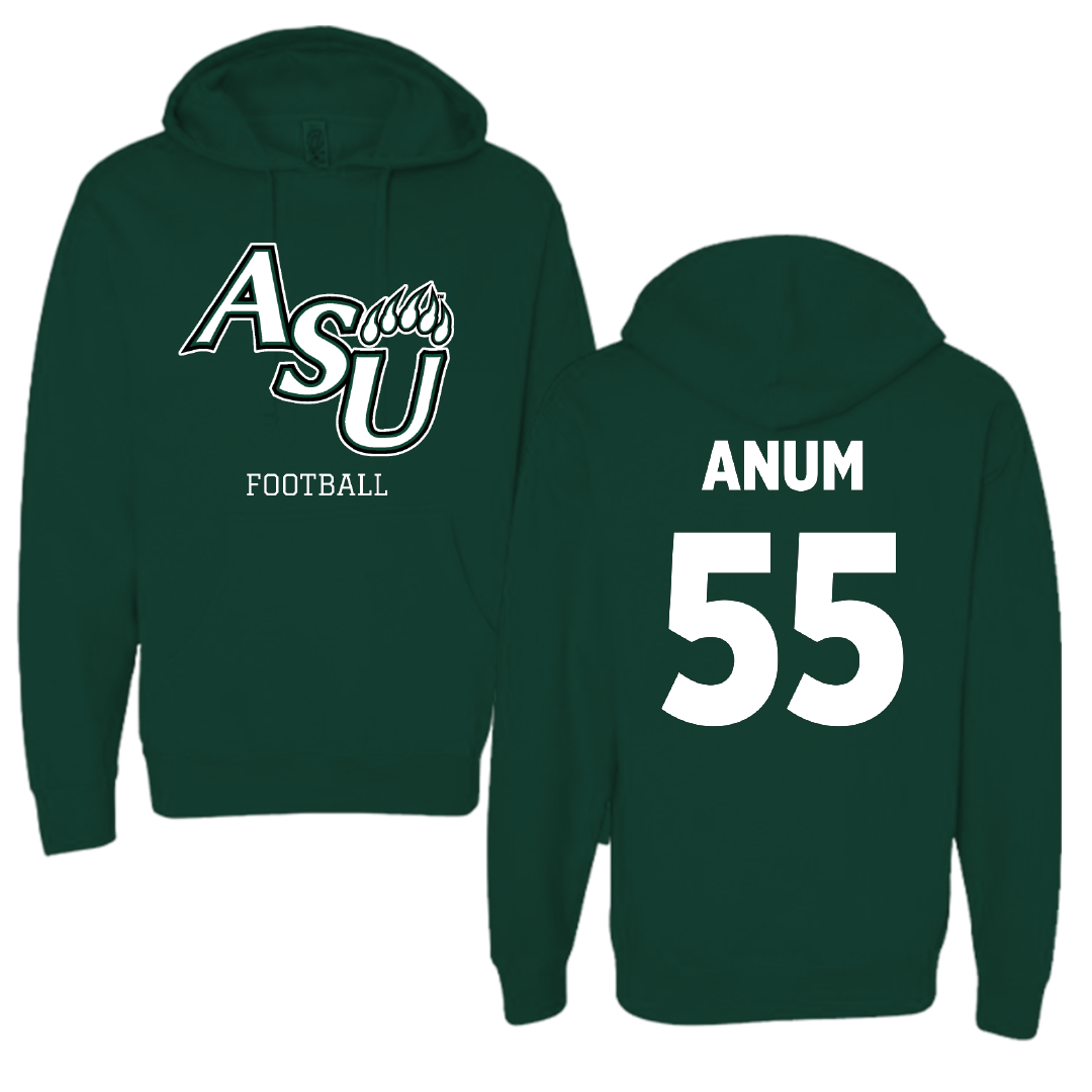 Adams State University Football Forest Green Block Hoodie - #55 Maxime Anum