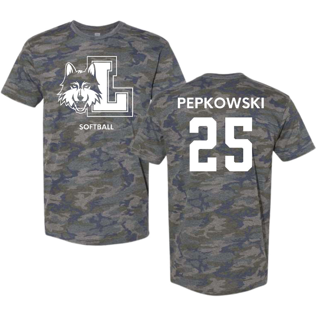Loyola University-Chicago Softball Vintage Camo Tee - #25 Peyton Pepkowski