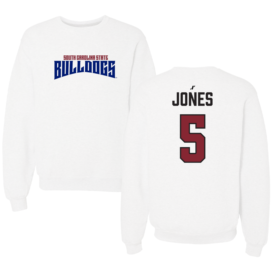 South Carolina State University Football White Classic Crewneck - #5 Tyler Jones