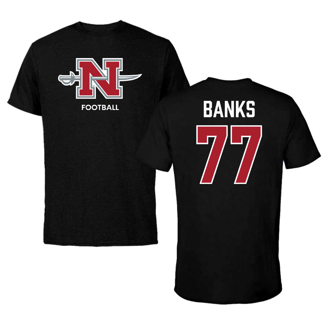 Nicholls State University Football Black Mascot Performance Tee - #77 Cam Banks