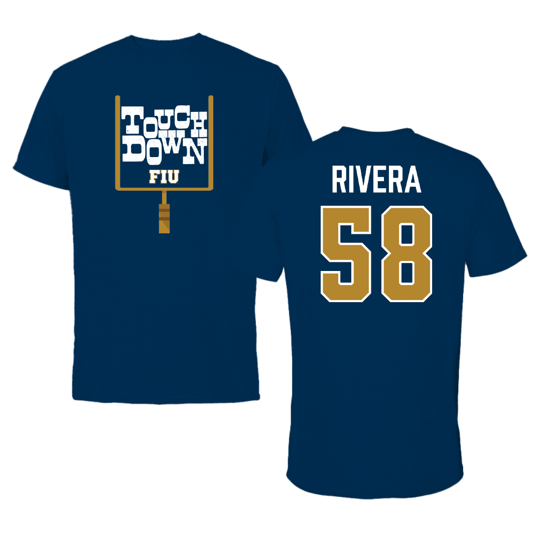 Florida International University Football Navy Touchdown Performance Tee - #58 Ashton Rivera