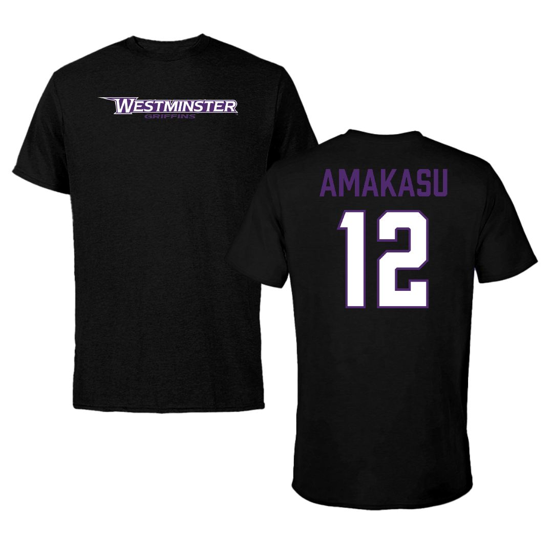 Westminster University (Utah) Basketball (M) Black Griffins Tee - #12 Peter Amakasu