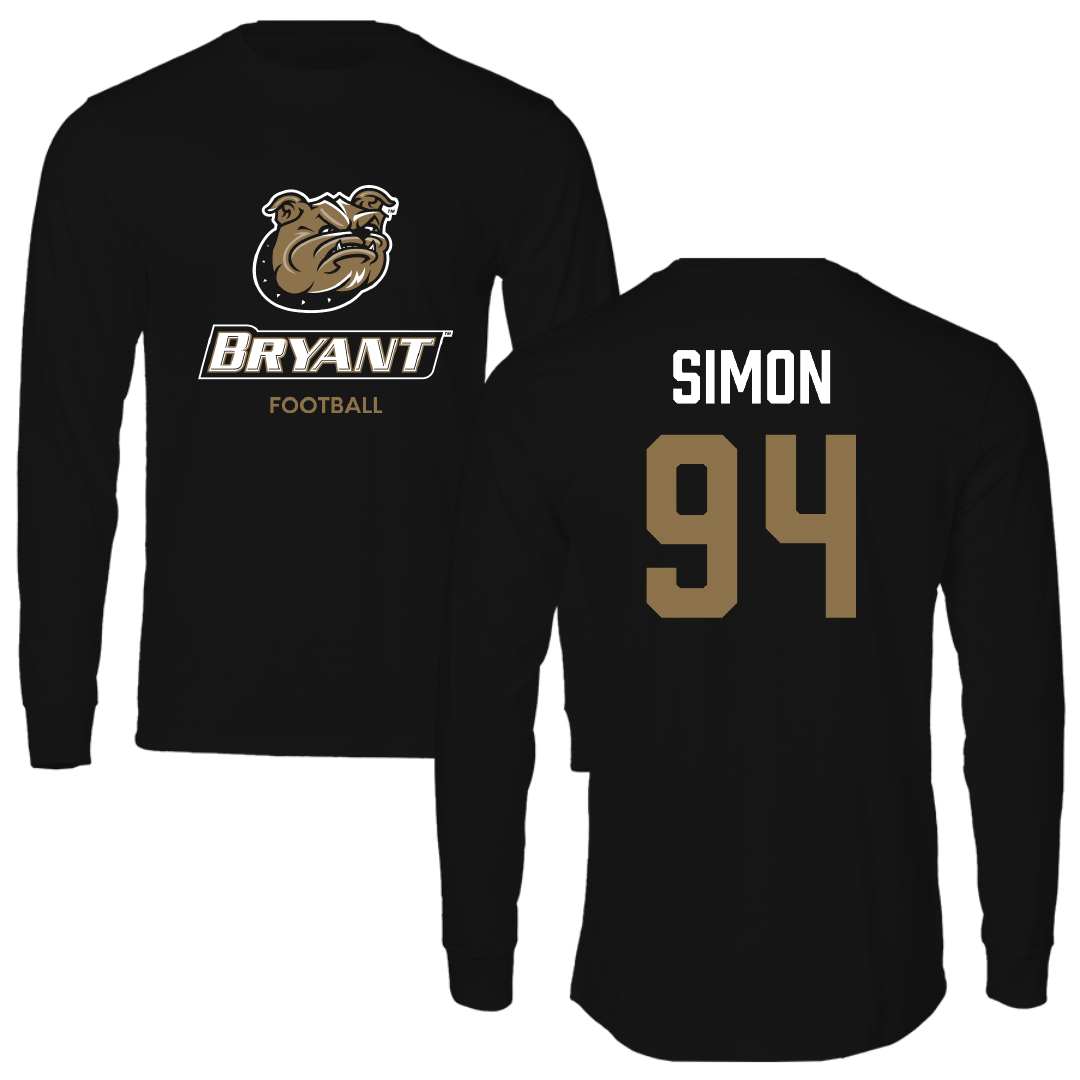 Bryant University Football Black Performance Long Sleeve - #94 Jailynn Simon