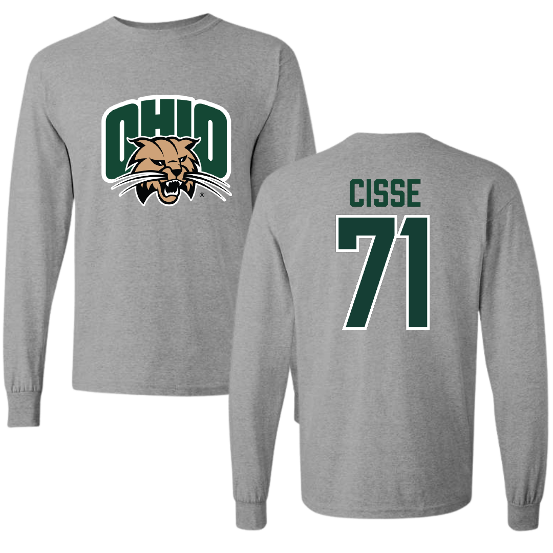Ohio University Football Sport Gray Long Sleeve - #71 Tigana Cisse