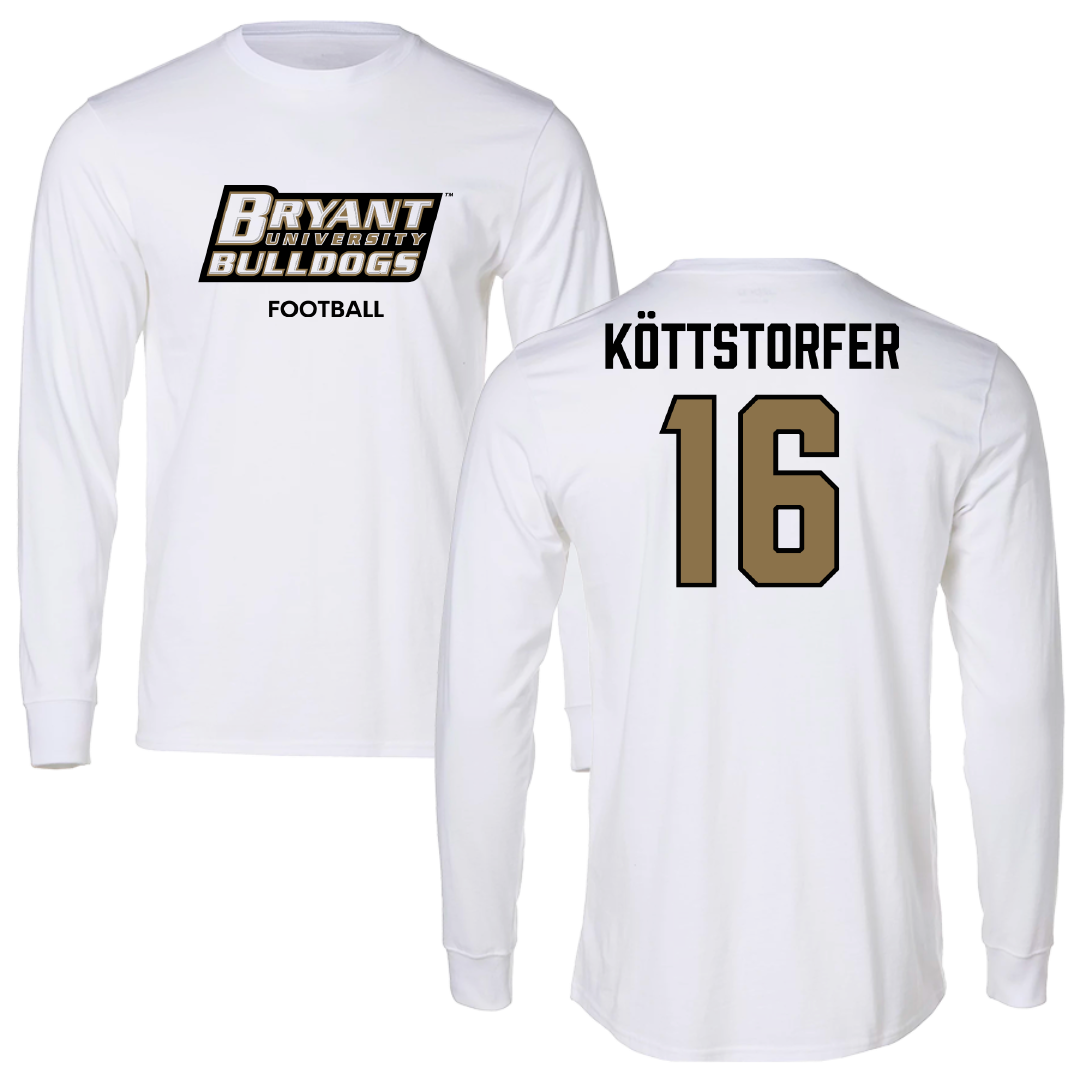 Bryant University Football White Long Sleeve - #16 Lukas Köttstorfer