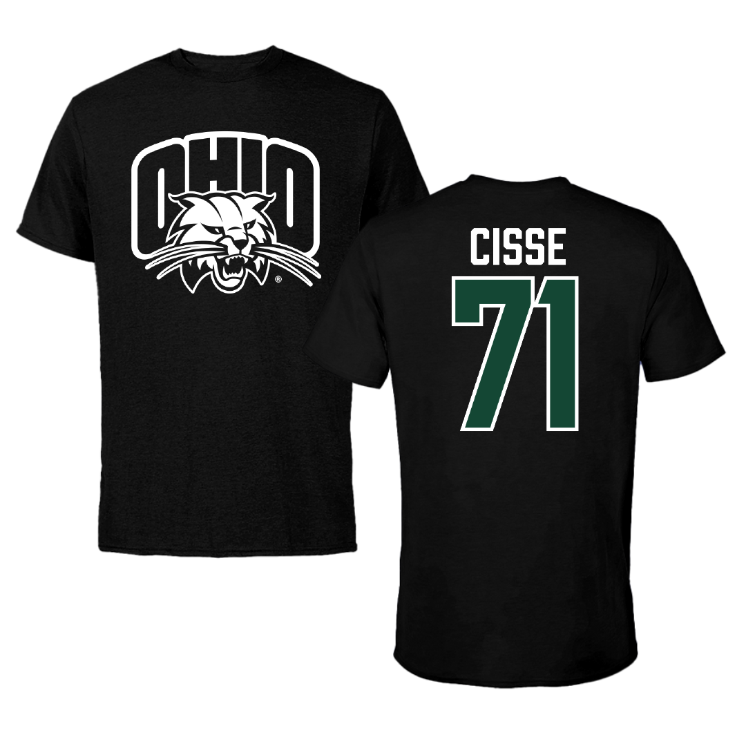 Ohio University Football Black Performance Tee - #71 Tigana Cisse