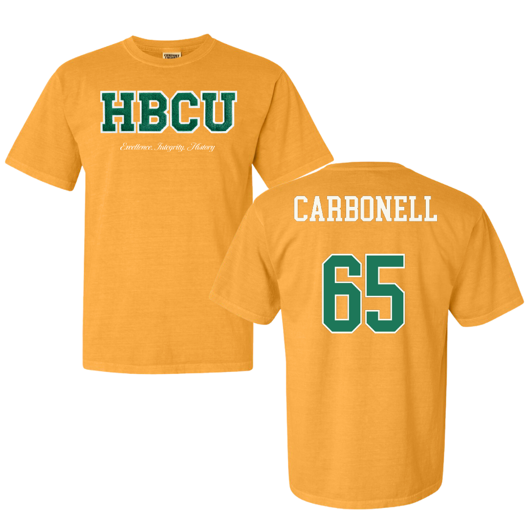 Norfolk State University Football Gold HBCU Varsity Comfort Colors Tee - #65 Juwuan Carbonell