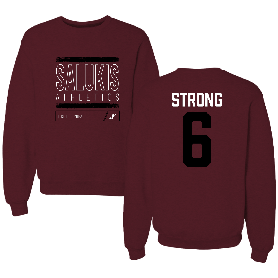 Southern Illinois University at Carbondale Football Maroon Dominate Crewneck - #6 Justin Strong