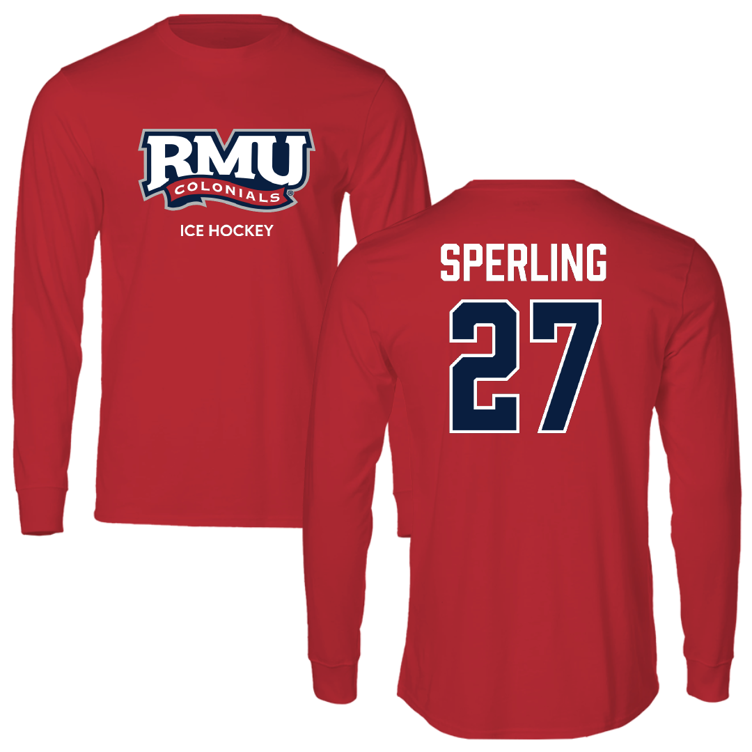 Robert Morris University Ice Hockey (W) Red Long Sleeve - #27 Chace Sperling