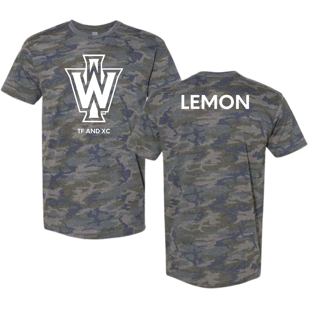 Illinois Wesleyan University TF and XC Vintage Camo Tee - Davion Lemon