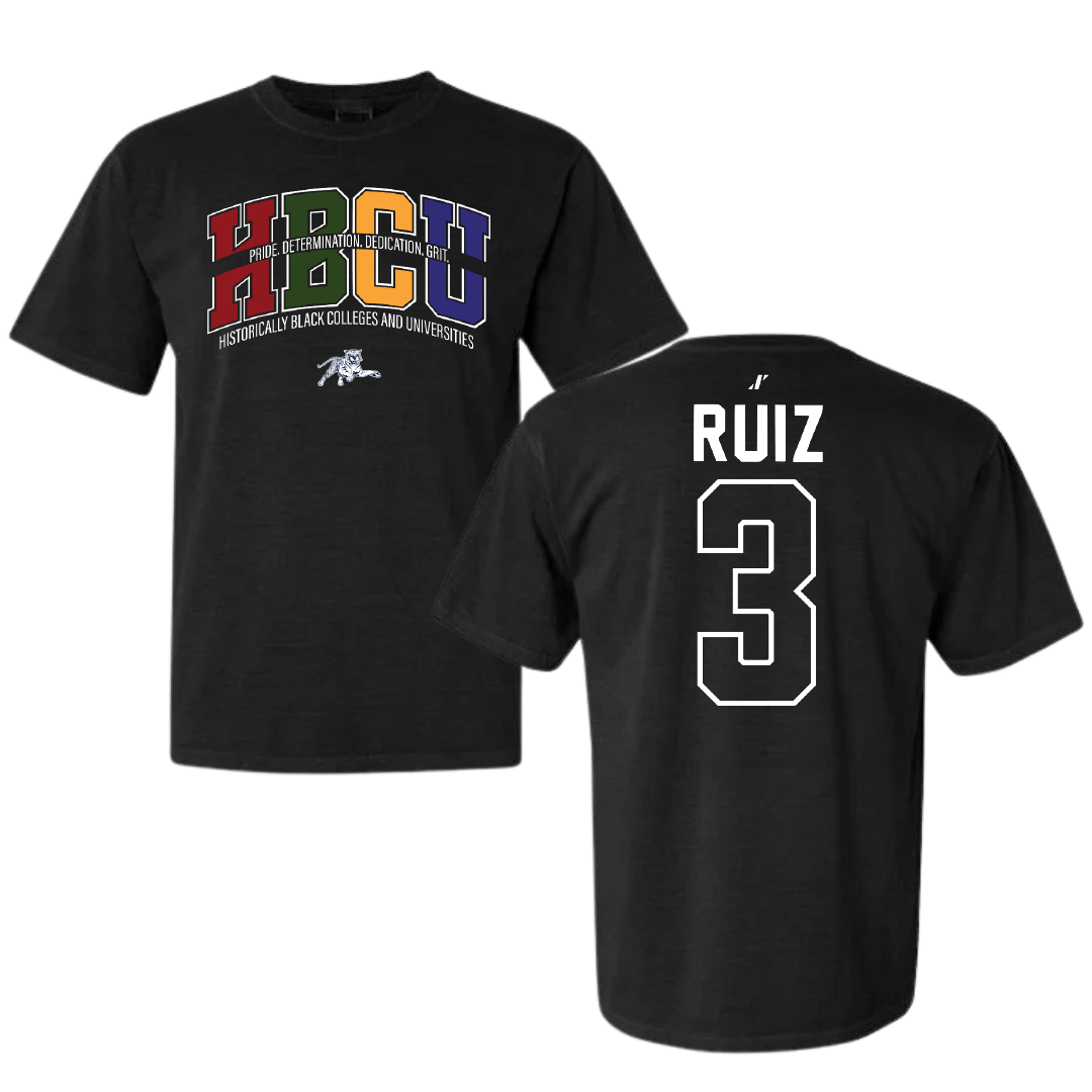 Jackson State University Softball Black HBCU Comfort Colors Tee - #3 Amaya Ruiz