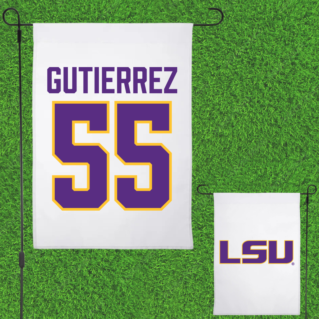 Louisiana State University Softball White Garden Flag - #55 Raeleen Gutierrez