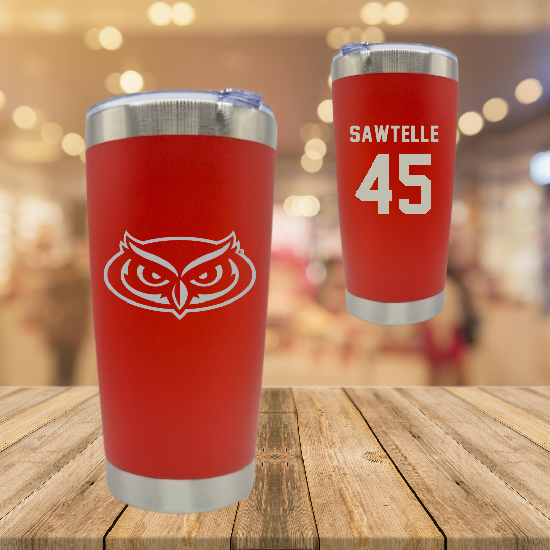 Florida Atlantic University Football Red Stainless Steel Tumbler - #45 Makai Sawtelle
