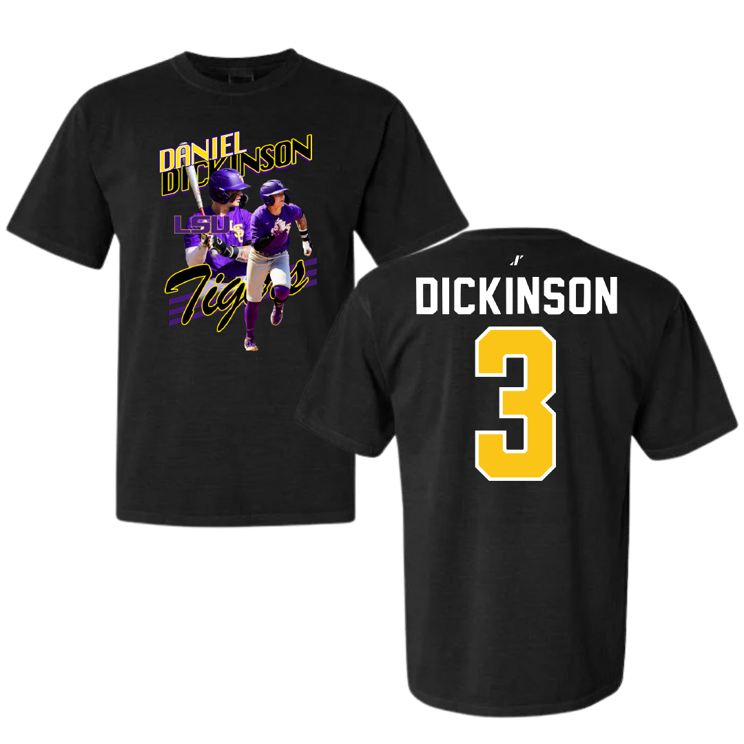 Louisiana State University Baseball Black Daniel Dickinson Comfort Colors Tee - #3 Daniel Dickinson