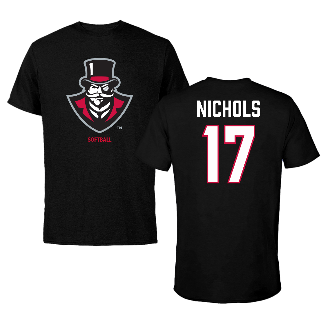 Austin Peay State University Softball Black Performance Tee - #17 Emberly Nichols