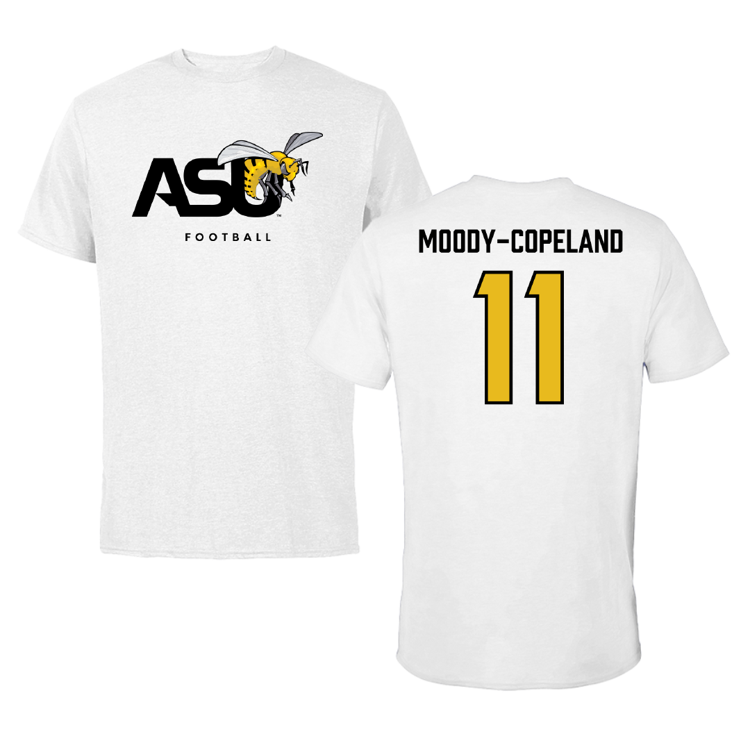 Alabama State University Football White ASU Performance Tee - #11 Aydden Moody-copeland
