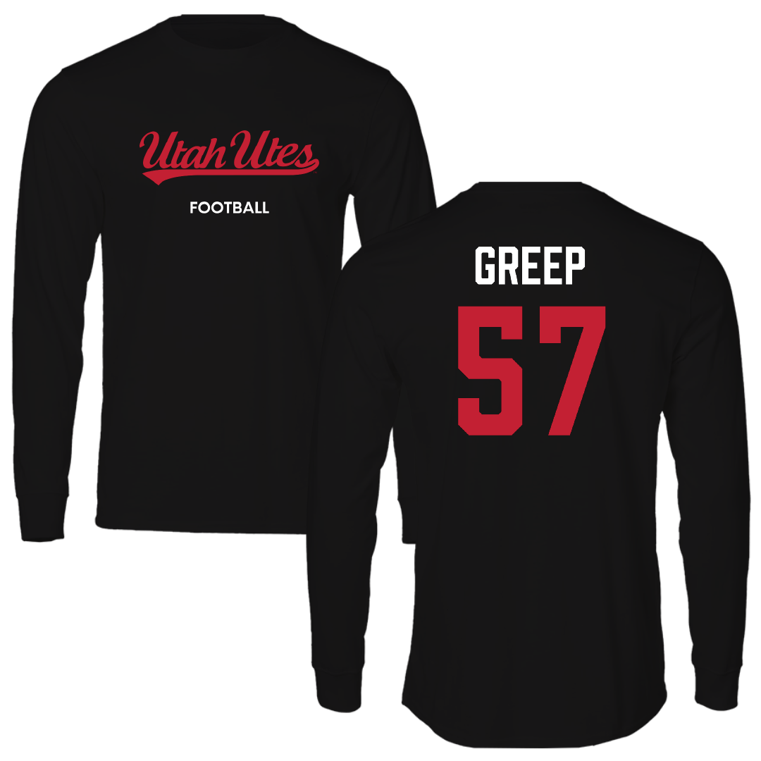 University of Utah Football Black Utes Performance Long Sleeve - #57 JT Greep