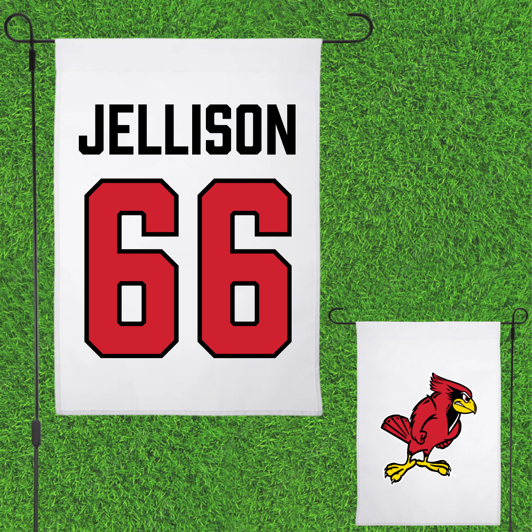 Illinois State University Football White Garden Flag - #66 Brayden Jellison