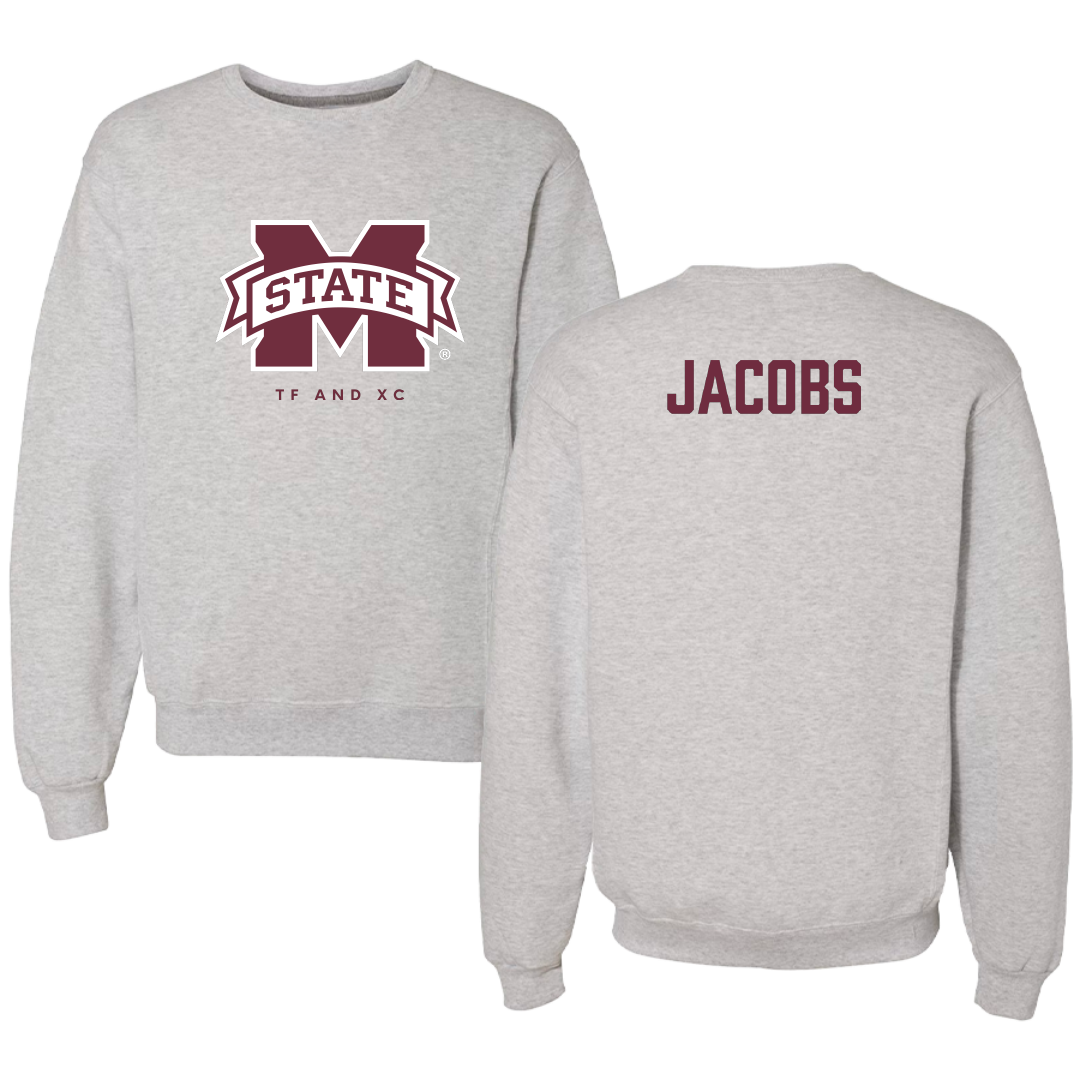 Mississippi State University TF and XC Gray Crewneck - Cyrus Jacobs