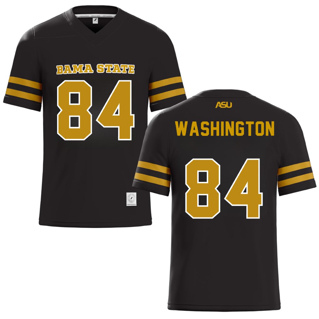 Alabama State University Black Football Jersey - #84 Joshua Washington