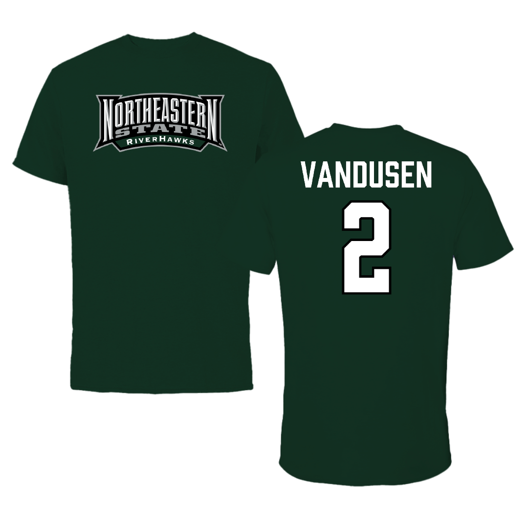 Northeastern State University Soccer Forest Green Block Performance Tee - #2 Ethan VanDusen