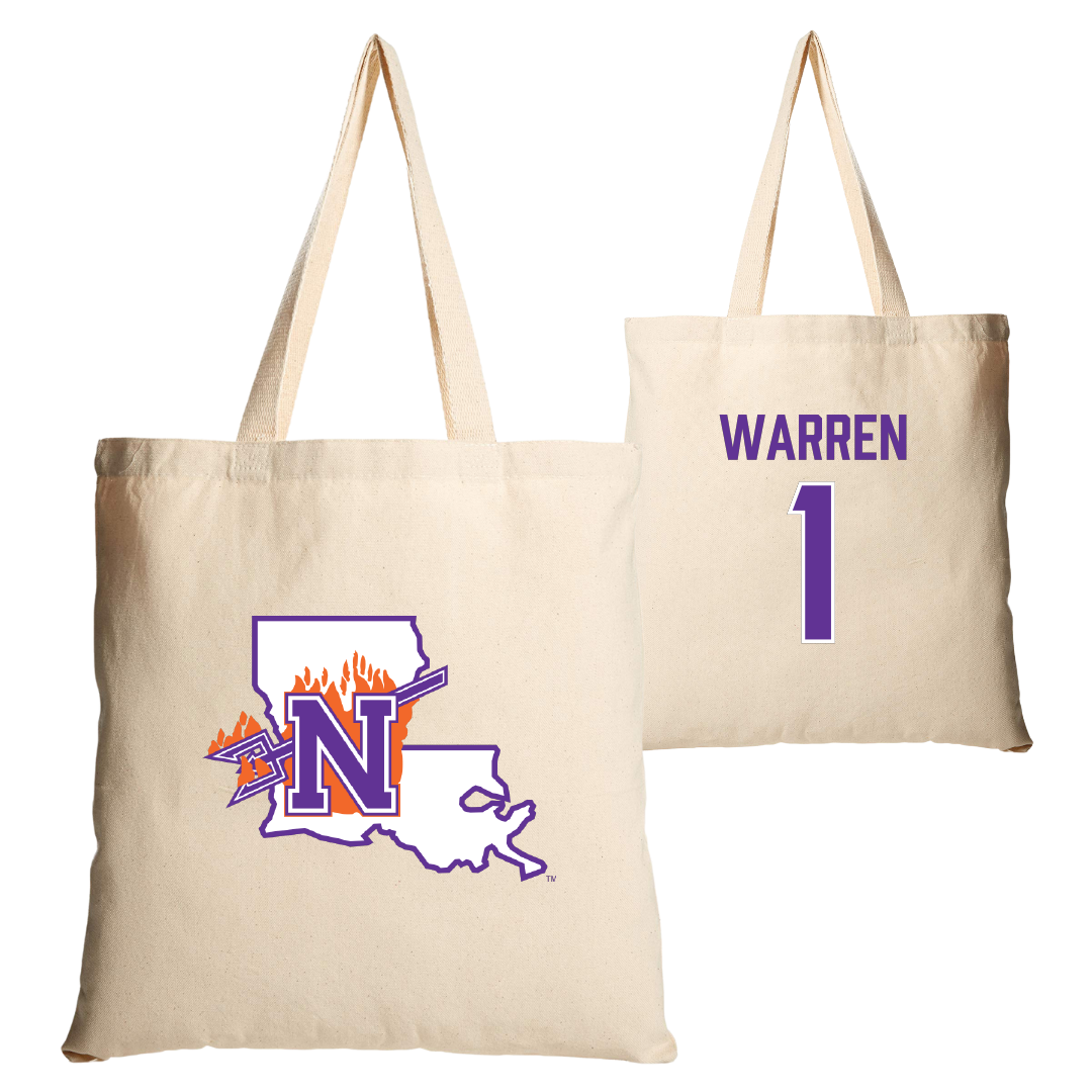 Northwestern State University Basketball Tan Canvas Tote Bag - #1 JT Warren