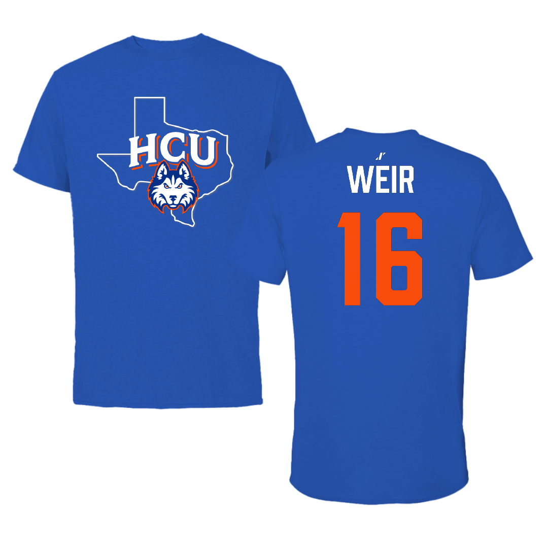 Houston Christian University Football Blue State Tee - #16 Jake Weir