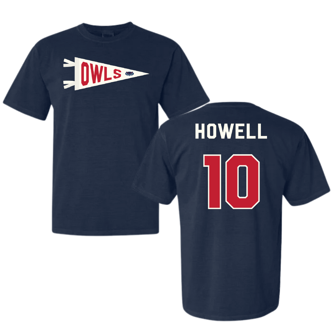 Florida Atlantic University Soccer Navy Pennant Comfort Colors Tee - #10 Jamie Howell