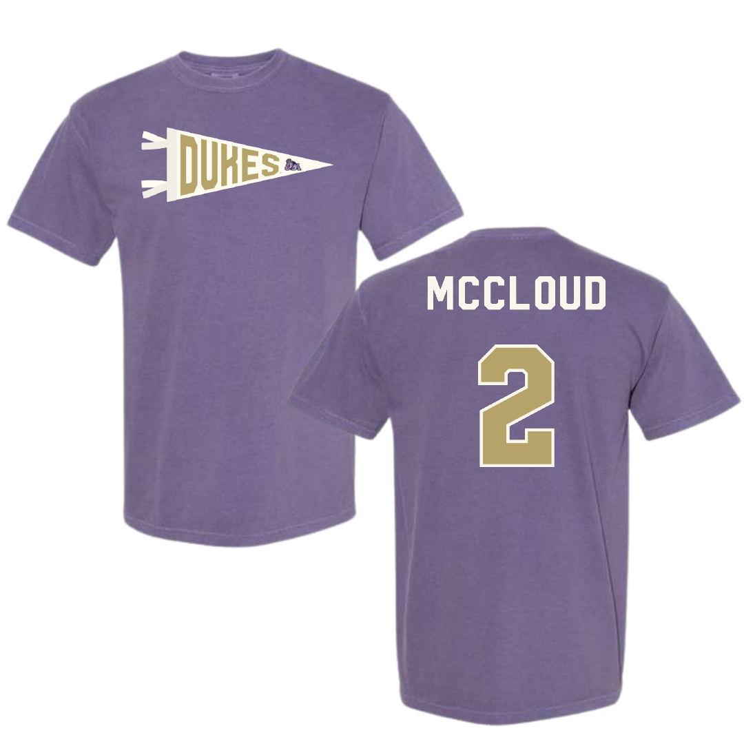 James Madison University Football Purple Pennant Comfort Colors Tee - #2 Jordan McCloud