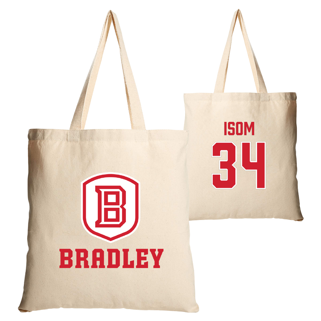 Bradley University Soccer Tan Canvas Tote Bag - #34 Nathaniel Isom