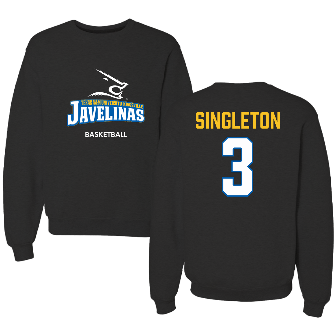 Texas A&M University-Kingsville Basketball (M) Black Crewneck - #3 Allen Singleton