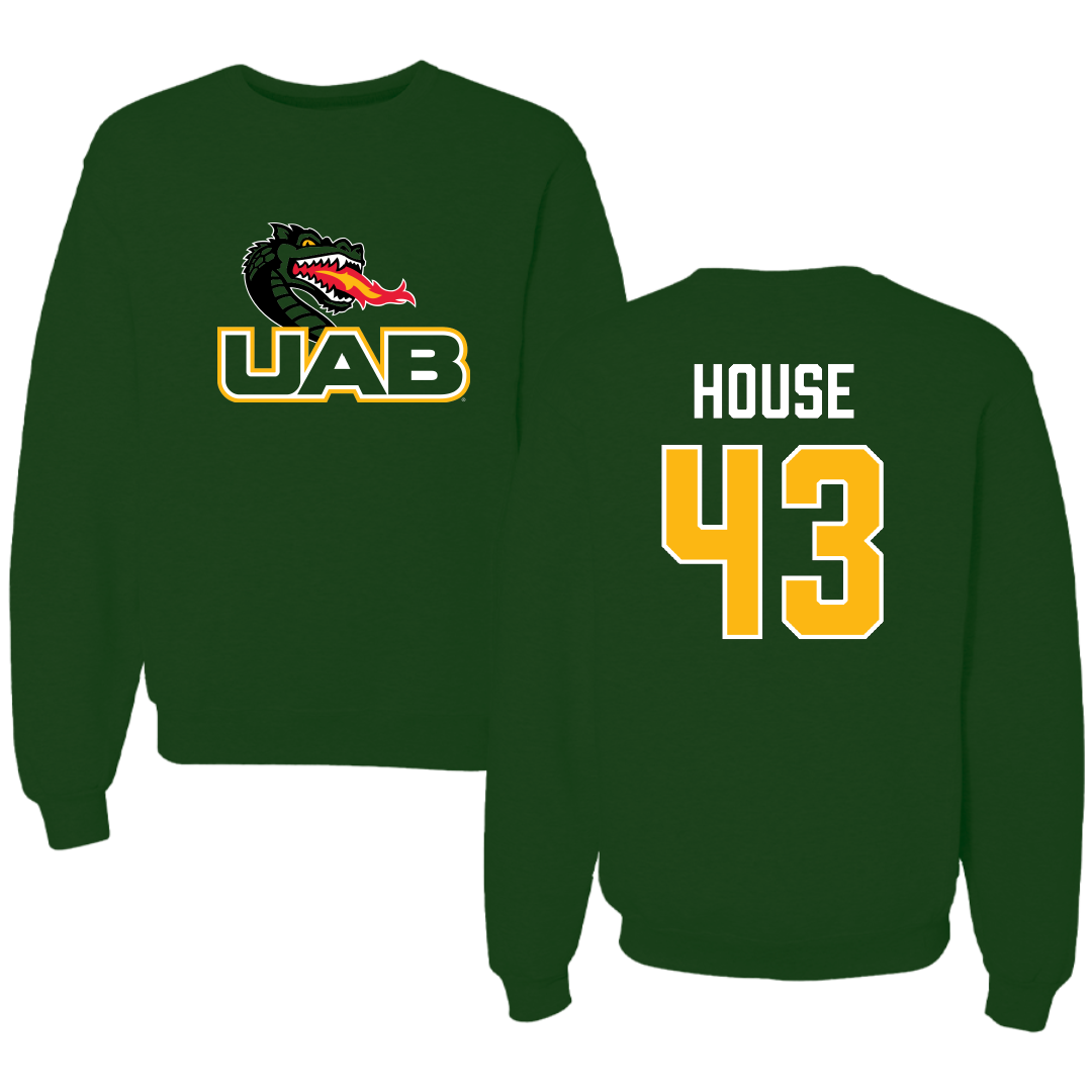 University of Alabama at Birmingham Baseball Forest Green Crewneck - #43 Brooks House