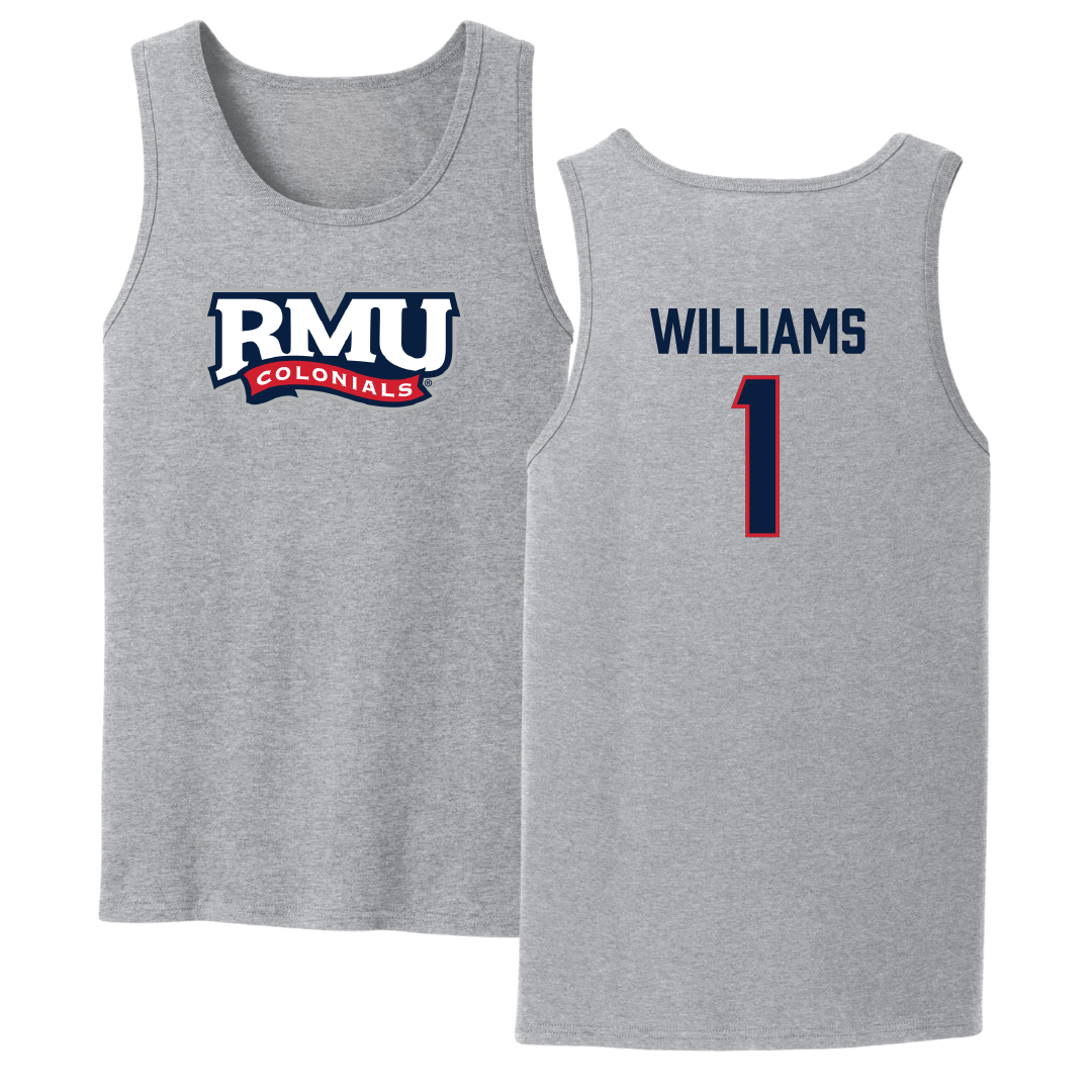 Robert Morris University Basketball Sport Gray Tank Top - #1 Justice Williams