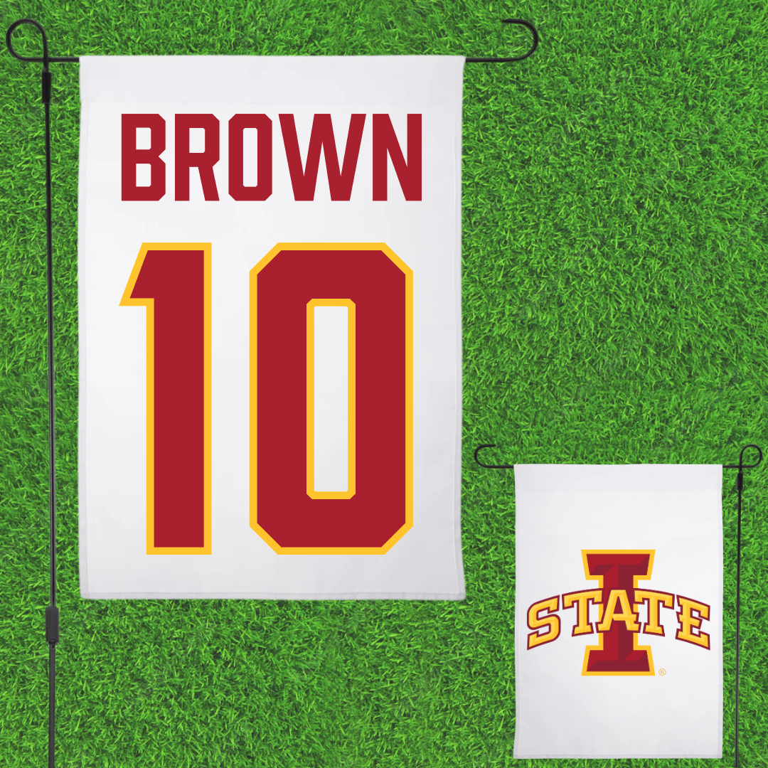 Iowa State University Football White Garden Flag - #10 Carson Brown