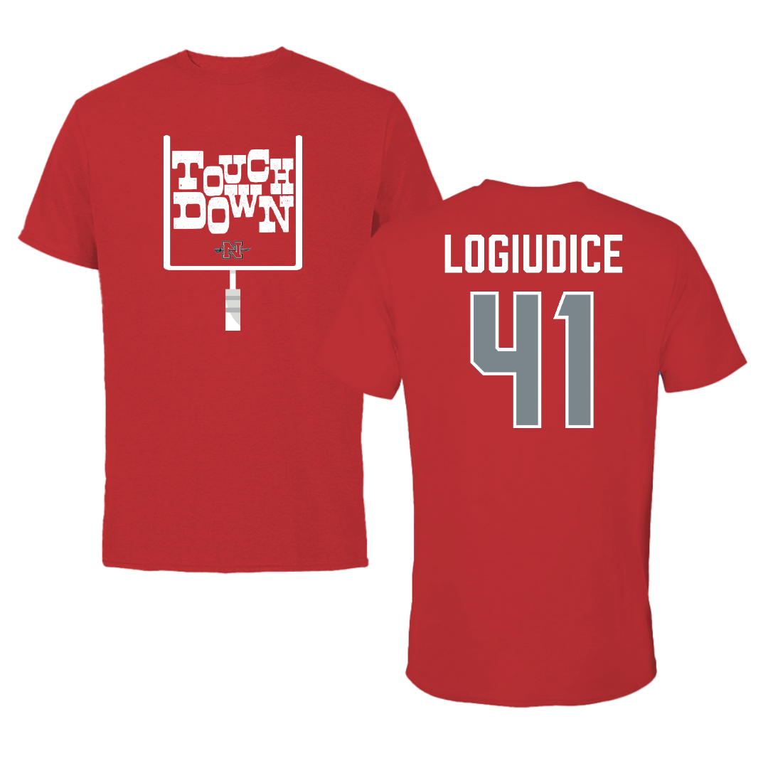 Nicholls State University Football Red Touchdown Performance Tee - #41 Dominic LoGiudice