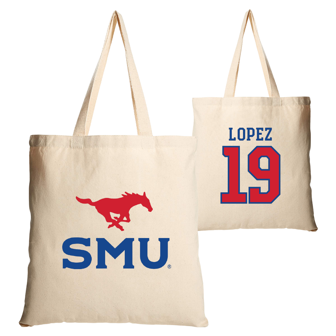 Southern Methodist University Soccer Tan Canvas Tote Bag - #19 Milton Lopez