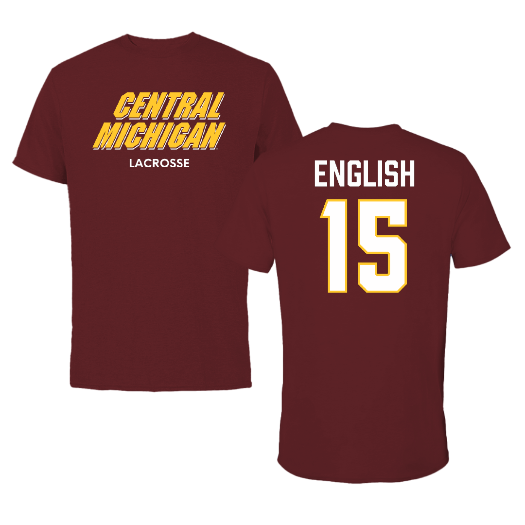 Central Michigan University Lacrosse (W) Maroon Performance Tee - #15 Margaret English