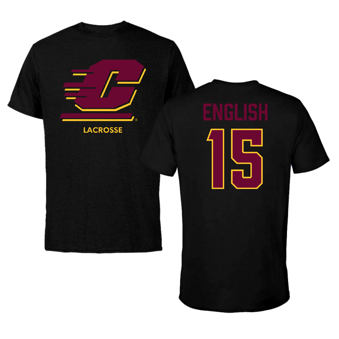 Central Michigan University Lacrosse (W) Black Performance Tee - #15 Margaret English