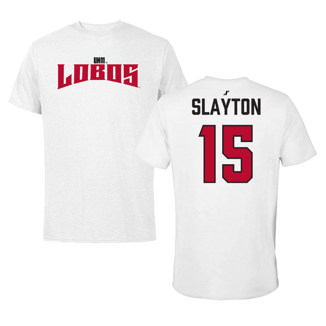 University of New Mexico Football White Classic Tee - #15 Xavier Slayton