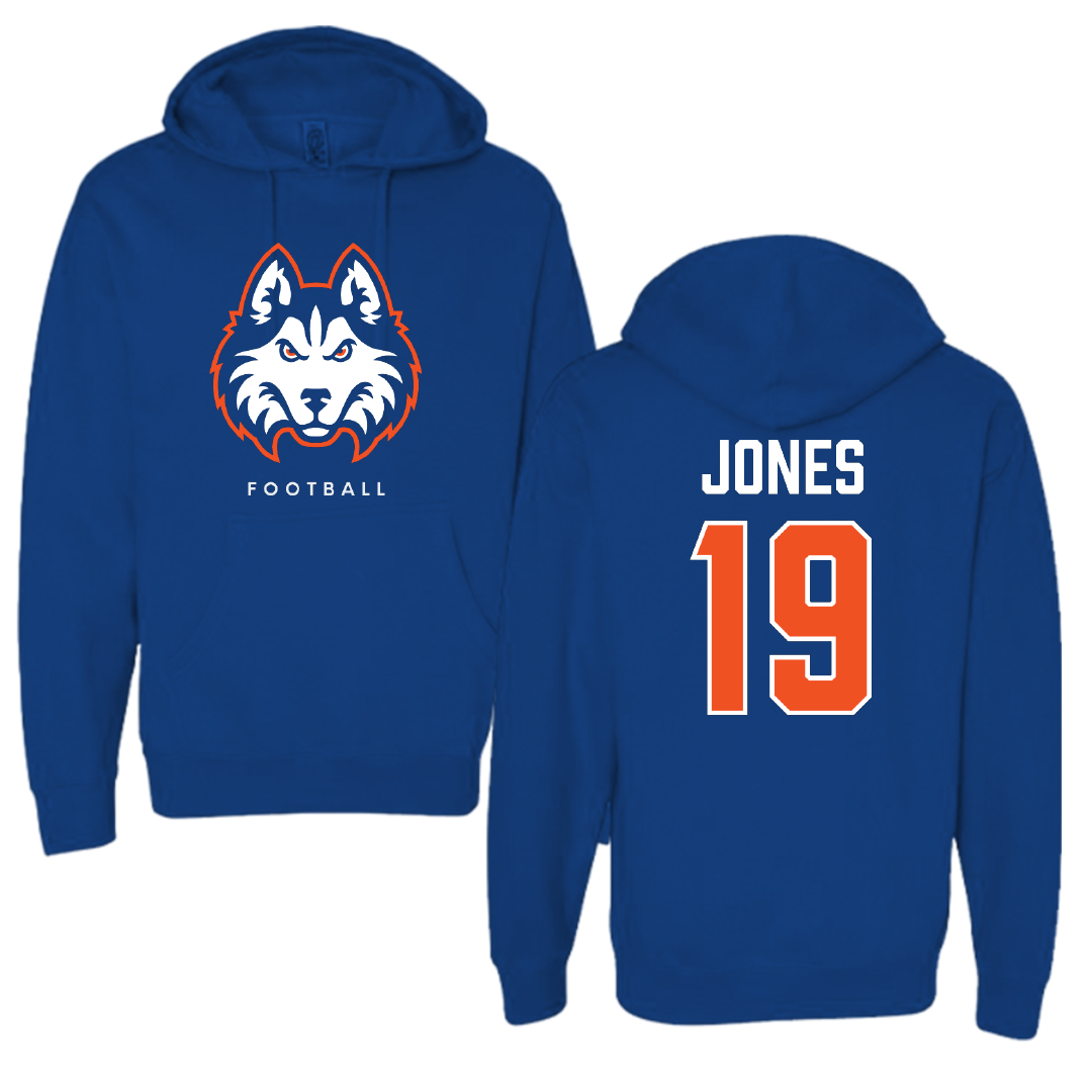 Houston Christian University Football True Royal Hoodie - #19 Zion Jones
